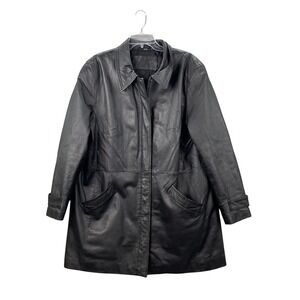Jacqueline Ferrar Leather Coat Men 1X Black Nappa Zip Front Quilted Lined Jacket